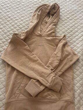 Neutral Tan Hoodie with Subtle Chest Embroidery